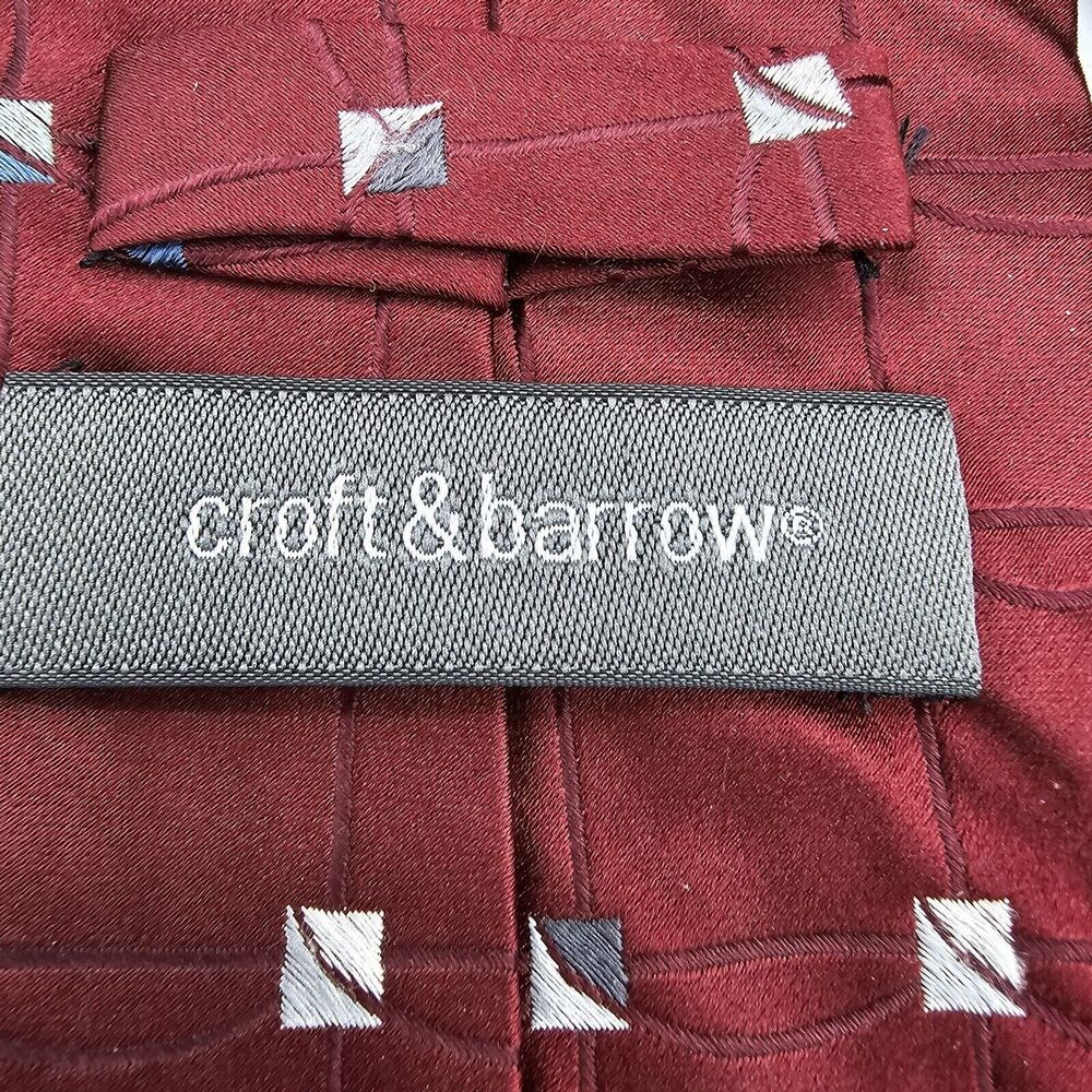 Necktie Mens Vintage Croft & Barrow silk Maroon Burgundy Size 59 By 4 Inches - Picture 5 of 6